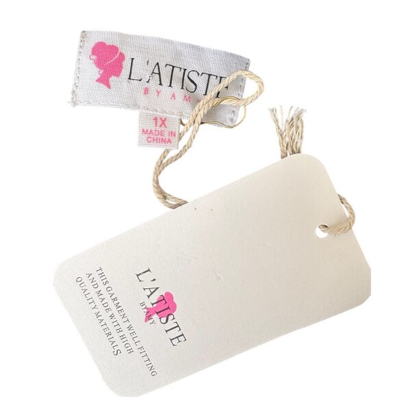 L'Atiste by Amy Layered Ruffle Tiered Dress Blue Floral Women's 1X Sheer Sleeves - Picture 5 of 16